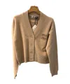 Miu Miu Long-sleeved Knitted Cardigan In Brown