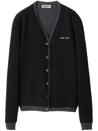 Miu Miu V-neck Cardigan In 灰色
