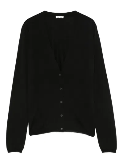 Miu Miu V-neck Cardigan In Black