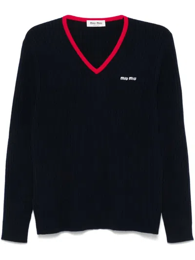 MIU MIU MIU MIU V NECK CASHMERE SWEATER
