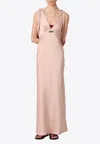 Miu Miu Satin Reverse Bow Draped Maxi Dress In Pink
