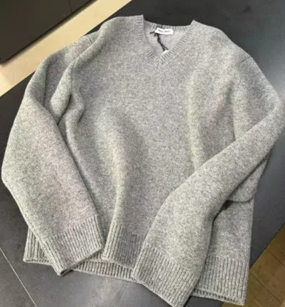 Miu Miu V-neck Long-sleeved Sweater In Gray