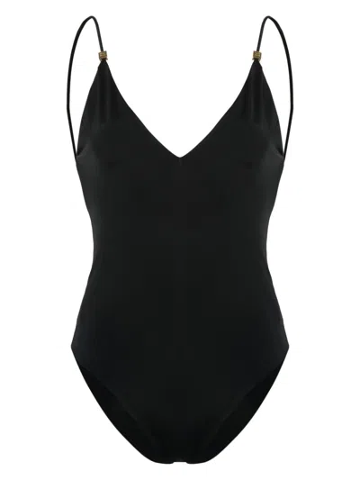 Miu Miu Swimsuit Stretch Nylon High-cut Legs In Black