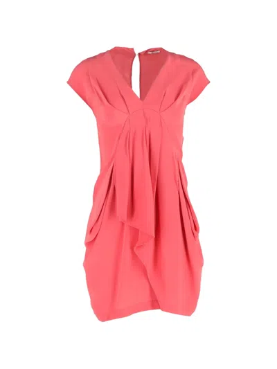 Pre-owned Miu Miu V-neck Silk Mini Dress In Pink