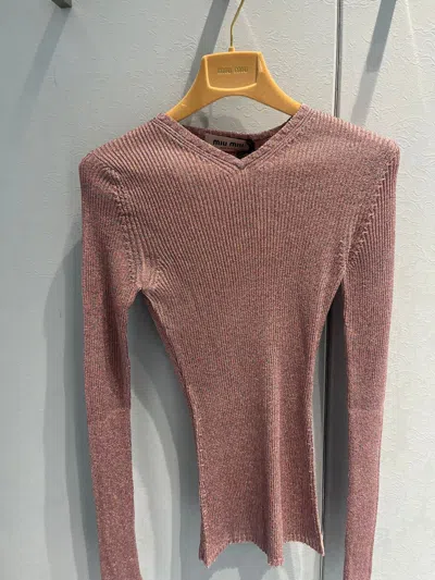 Miu Miu V-neck Sweater In Brown