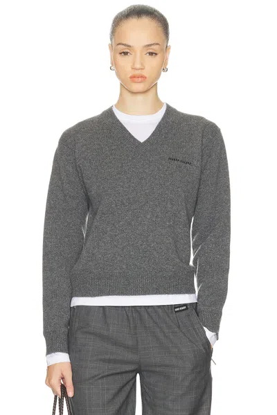 Miu Miu V-neck Sweater In Gray