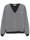 Miu Miu Layered V-neck Oversized Cashmere Sweater In Grey