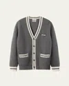 Miu Miu Grey V-neck Cashmere Cardigan In F0480 Ardesia