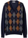 Miu Miu Argyle V-neck Wool Sweater