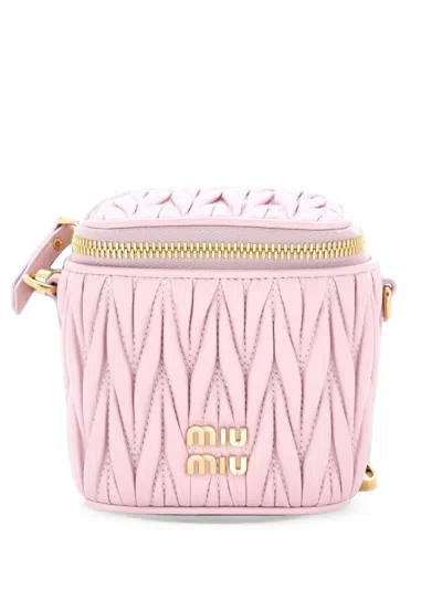 Pre-owned Miu Miu Vanity Case Matelasse Leather Micro Crossbody Bag In Pink