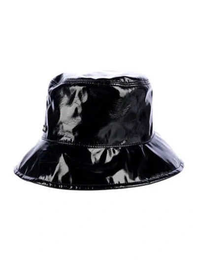 Pre-owned Miu Miu Vegan Leather Bucket Hat In Black