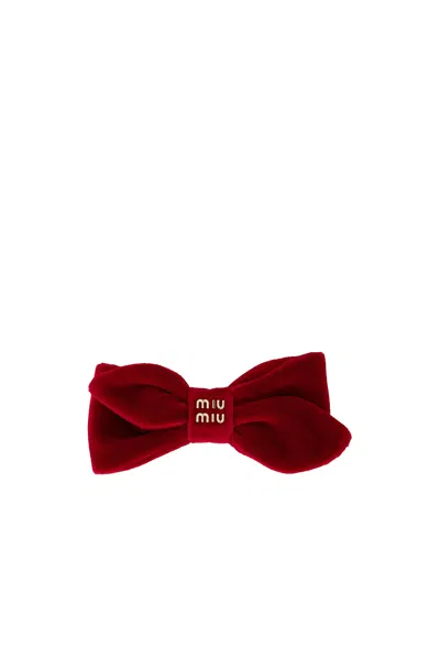 Miu Miu Velluto Hair Clip In Red