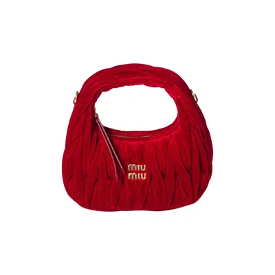 Pre-owned Miu Miu Velluto Matelasse' Bag 'rosso' | Red | Women's Size Onesize
