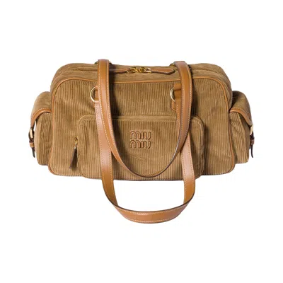 Pre-owned Miu Miu Velluto Righe Bag 'cannella' | Brown | Women's Size Onesize