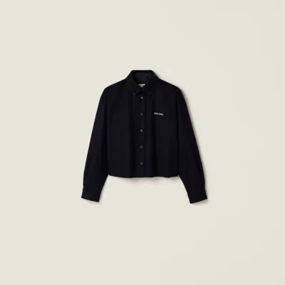Miu Miu Velour Shirt In Blue