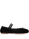 Miu Miu Bow-detailed Slip-on Satin Ballerina Shoes In Black