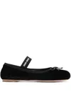 Miu Miu Bow-detailed Slip-on Satin Ballerina Shoes In Black