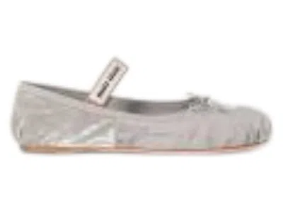 Pre-owned Miu Miu Velvet Ballerinas (women's) Sneakers In Grey