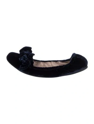 Pre-owned Miu Miu Velvet Ballet Flats In Black