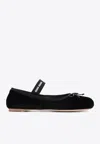 Miu Miu Logo-printed Bow Detailed Ballerina Shoes In Animal Print