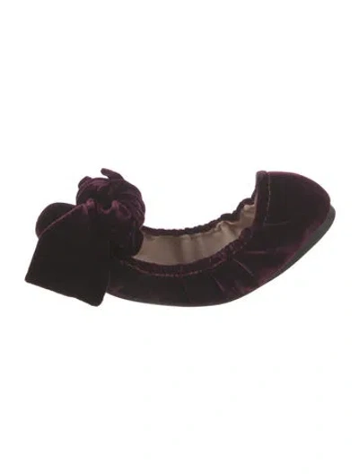 Pre-owned Miu Miu Velvet Ballet Flats In Purple