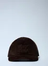 Miu Miu Velvet Baseball Cap In Brown