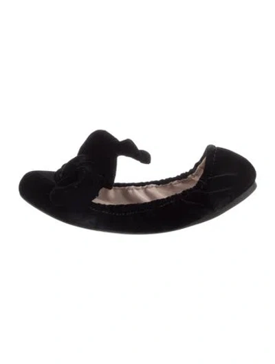 Pre-owned Miu Miu Velvet Bow Accents Ballet Flats In Black