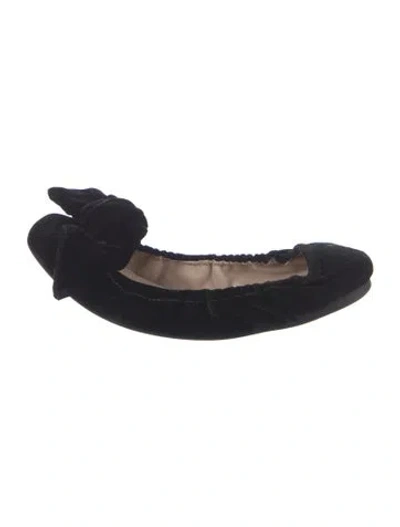 Pre-owned Miu Miu Velvet Bow Accents Ballet Flats In Black