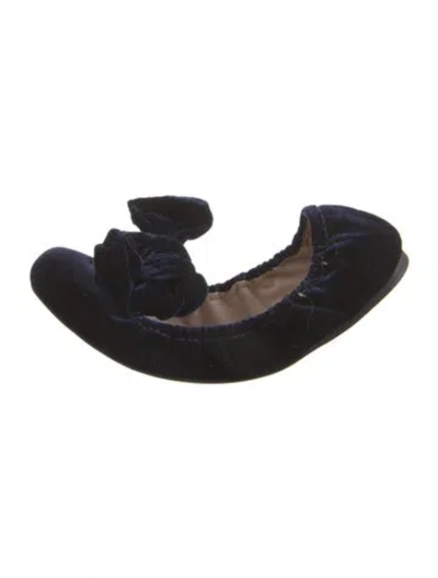 Pre-owned Miu Miu Velvet Bow Accents Ballet Flats In Blue