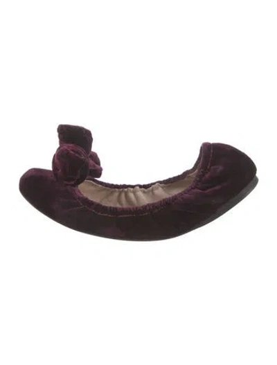 Pre-owned Miu Miu Velvet Bow Accents Ballet Flats In Purple