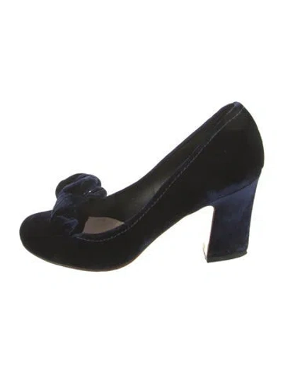 Pre-owned Miu Miu Velvet Bow Accents Pumps In Black