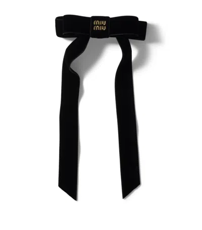 Miu Miu Velvet Bow Hair Clip In Black