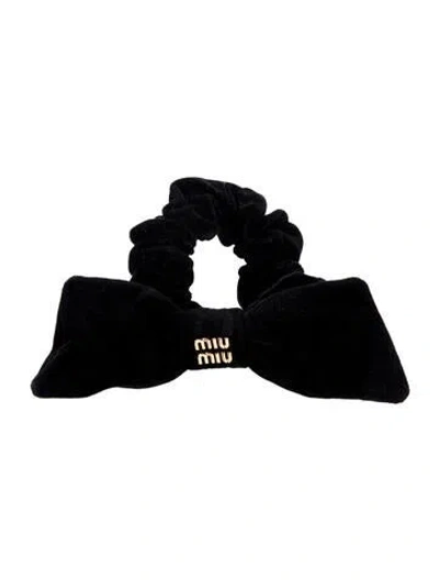 Pre-owned Miu Miu Velvet Bow Scrunchie In Black
