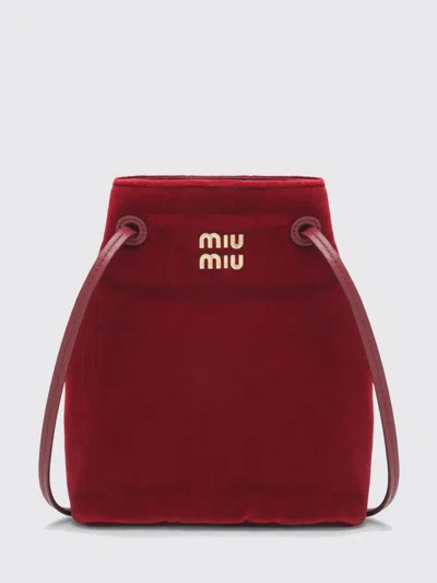 Miu Miu Velvet Bucket Bag In Red