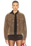 Miu Miu Velvet Button Up Top In Tabacco
