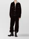 Miu Miu Velvet Chambray Long Sleeve Jacket In Black