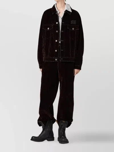 MIU MIU VELVET CHAMBRAY LONG SLEEVE JACKET