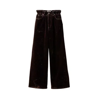 Pre-owned Miu Miu Velvet Chambray Pants 'brown' | Women's Size 38