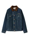 Miu Miu Flocked Denim And Velvet Blouson In Blue