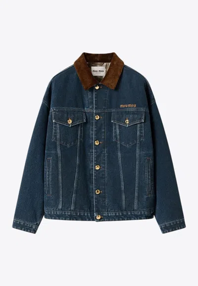 MIU MIU VELVET COLLAR DENIM JACKET