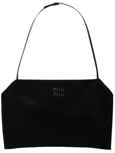 Miu Miu Velvet Crop Top In Black