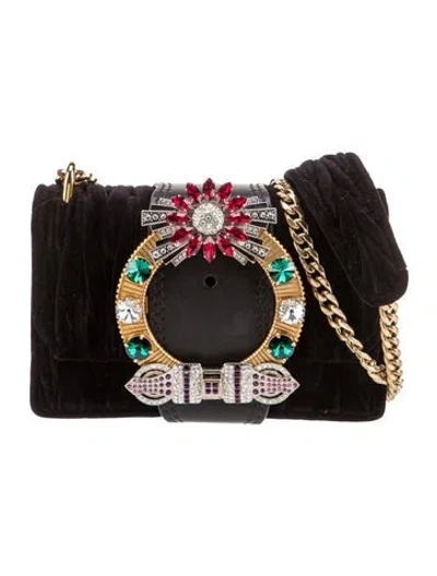 Pre-owned Miu Miu Velvet Crossbody Bag In Black