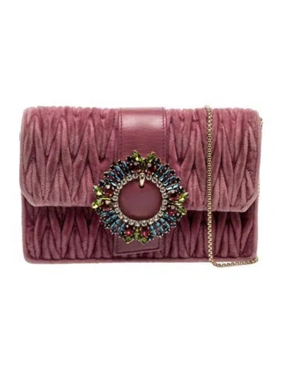 Pre-owned Miu Miu Velvet Crossbody Bag In Purple