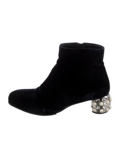 Pre-owned Miu Miu Velvet Crystal Embellishments Boots In Blue