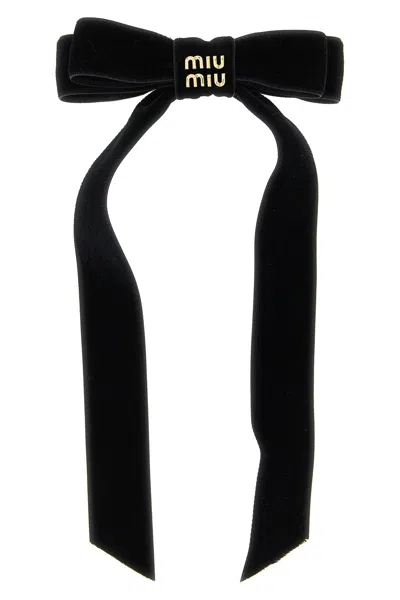Miu Miu Velvet Hair Clip In Black