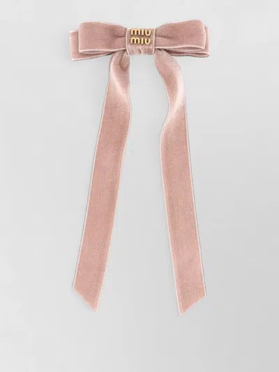 Miu Miu Velvet Hair Clip Bow Long Tails In Brown