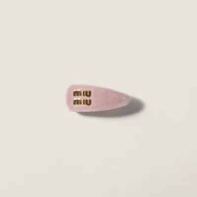 Miu Miu Velvet Hair Clip In Pink