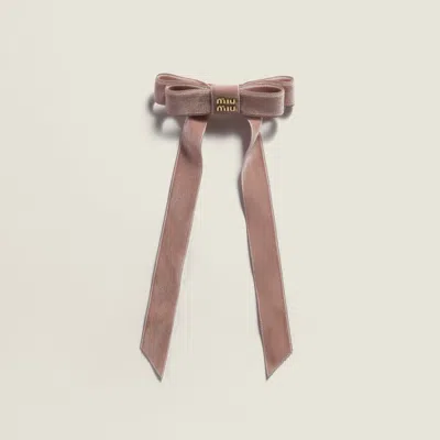 Miu Miu Velvet Hair Clip In Pink