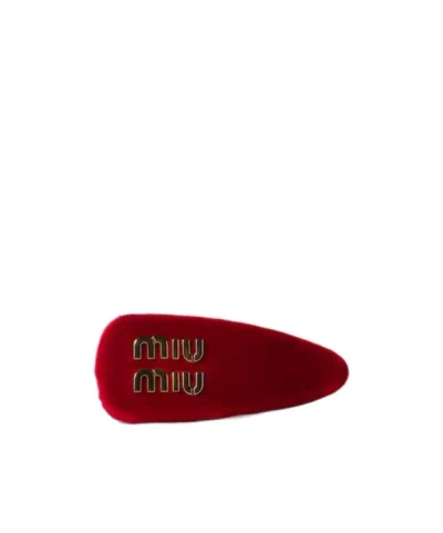 Miu Miu Velvet Hair Clip In Red