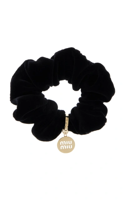 Miu Miu Velvet Hair Scunchie In Black